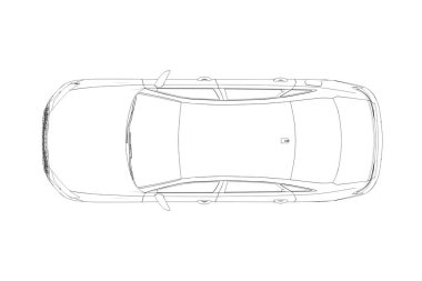 Araba çizimi, çizim, çevre çizimi, üst görünüm