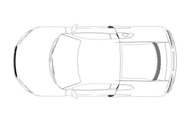 Araba çizimi, çizim, çevre çizimi, üst görünüm