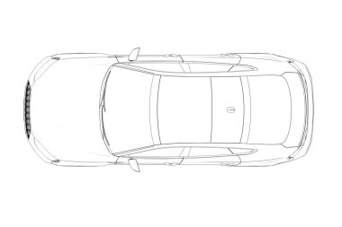 Araba çizimi, çizim, çevre çizimi, üst görünüm