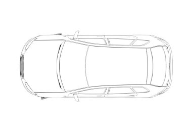 Araba çizimi, çizim, çevre çizimi, üst görünüm