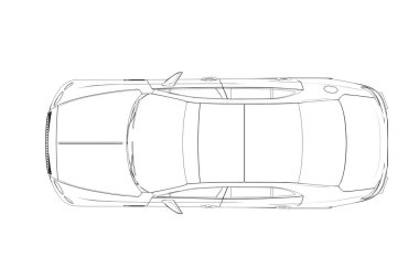 Araba çizimi, çizim, çevre çizimi, üst görünüm