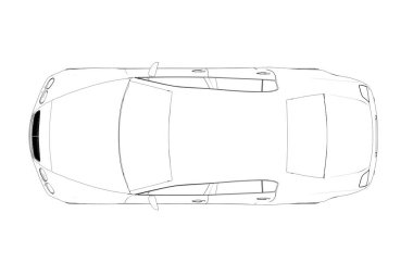 Araba çizimi, çizim, çevre çizimi, üst görünüm