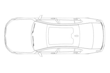 Araba çizimi, çizim, çevre çizimi, üst görünüm