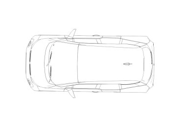 Araba çizimi, çizim, çevre çizimi, üst görünüm