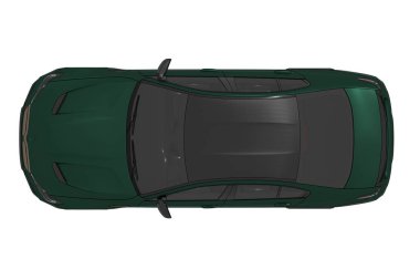 Koyu yeşil araba çizimi, çizim, çevre çizimi, üst görünüm