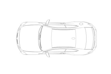 Araba çizimi, çizim, çevre çizimi, üst görünüm