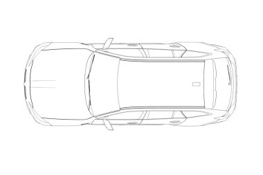 Araba çizimi, çizim, çevre çizimi, üst görünüm