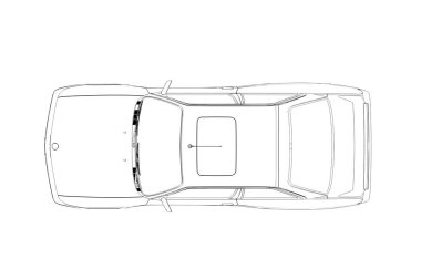 Araba çizimi, çizim, çevre çizimi, üst görünüm