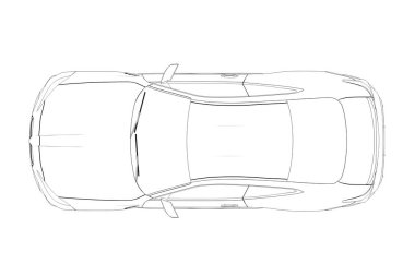 Araba çizimi, çizim, çevre çizimi, üst görünüm