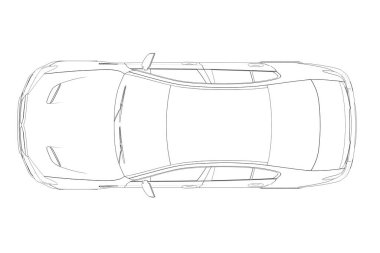 Araba çizimi, çizim, çevre çizimi, üst görünüm