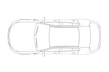 Araba çizimi, çizim, çevre çizimi, üst görünüm