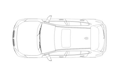 Araba çizimi, çizim, çevre çizimi, üst görünüm