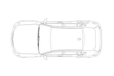 Araba çizimi, çizim, çevre çizimi, üst görünüm