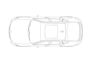 Araba çizimi, çizim, çevre çizimi, üst görünüm