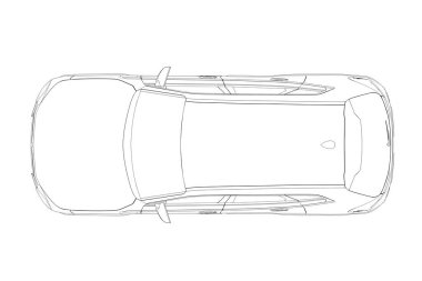 Araba çizimi, çizim, çevre çizimi, üst görünüm