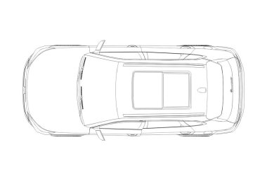 Araba çizimi, çizim, çevre çizimi, üst görünüm