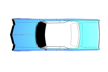  Şeffaf arkaplanda izole edilmiş klasik arabanın üst görünümü, 3d illüstrasyon, cg canlandırma