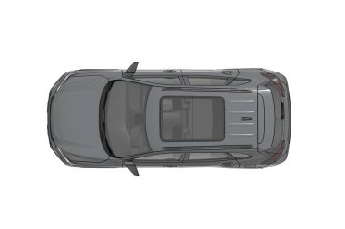 Gri modern arabanın üst görüntüsü