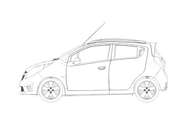 Küçük arabanın yan görünümü