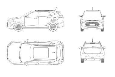 Modern arabanın ayrıntılı taslağı.