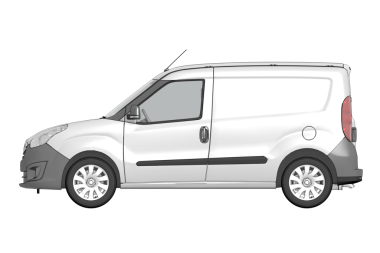 Beyaz teslimat minibüsünün yan görüntüsü