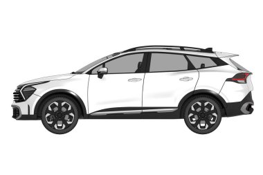 Modern beyaz arabanın yan görüntüsü