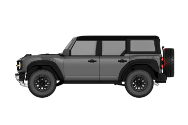 SUV aracı beyaz yolda izole edildi. 3D görüntüleme - illüstrasyon