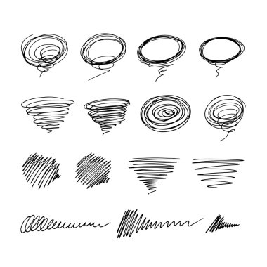 Set of scribble hand drawn stains clipart