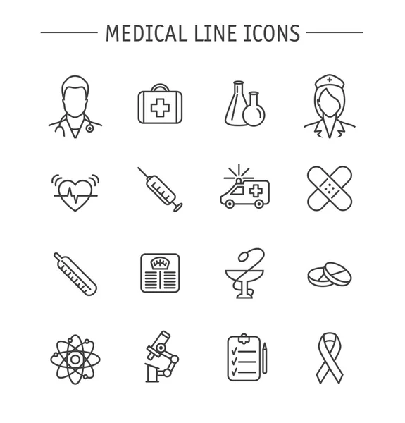 Línea médica iconos — Archivo Imágenes Vectoriales