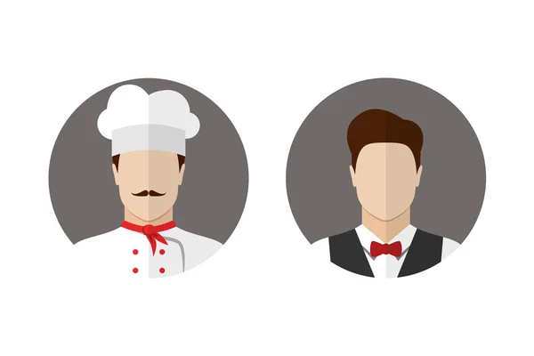 Cook and waiter icons — Stock Vector