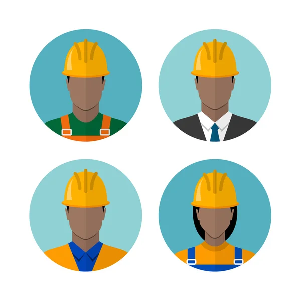 Set of builders avatars — Stock Vector