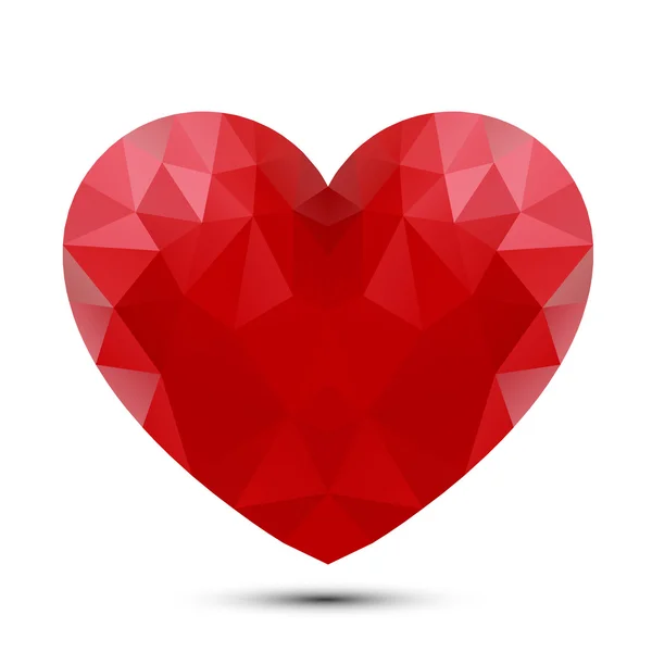 Corazón rojo poligonal — Archivo Imágenes Vectoriales