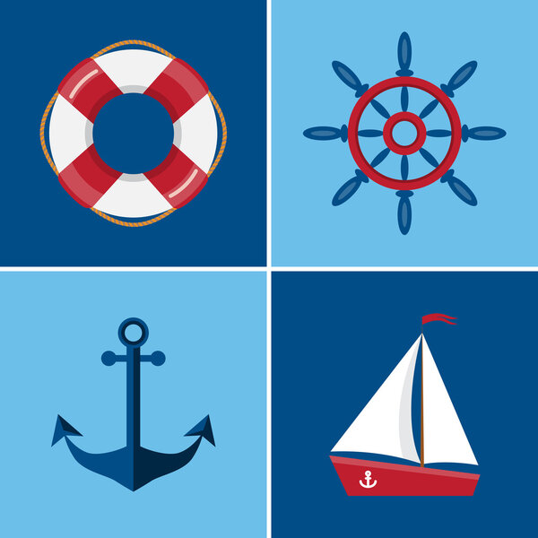 Nautical icons set