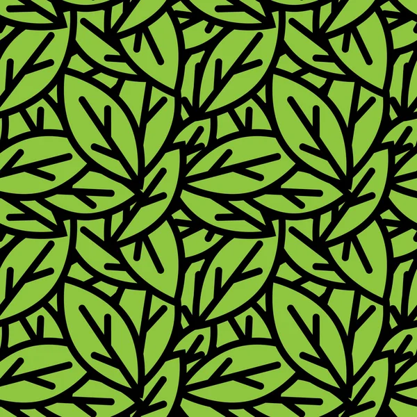 シームレスな緑の葉パターン — ストックベクタ