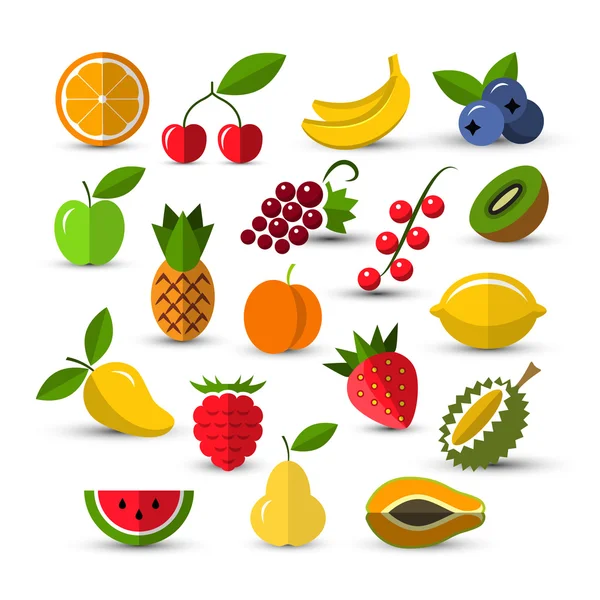 Fruit en bessen pictogrammen ingesteld — Stockvector