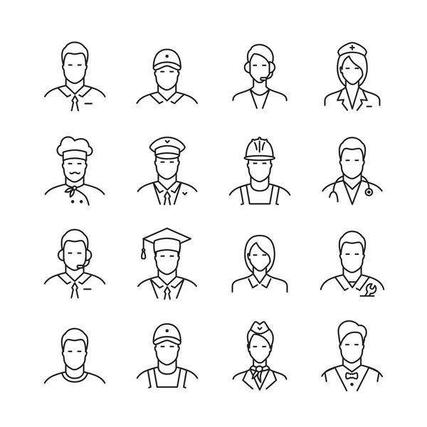 Iconos de línea de profesiones — Vector de stock