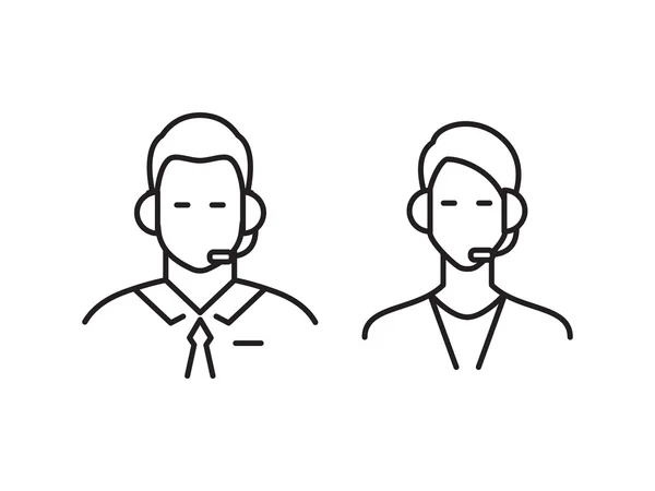 Call center operator lijn pictogrammen — Stockvector