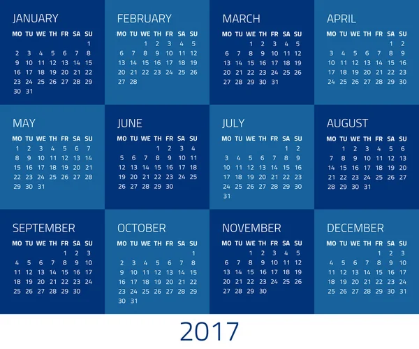 Calendario 2017 año — Archivo Imágenes Vectoriales