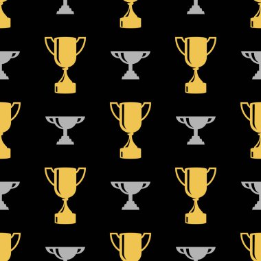 Kusursuz ödül şablonu. Siyah arkaplanda altın ve gümüş bardaklar