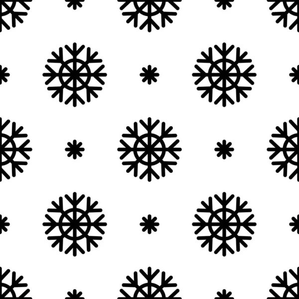 Patrón de copos de nieve sin costura vectorial. Fondo de Navidad nevada — Archivo Imágenes Vectoriales