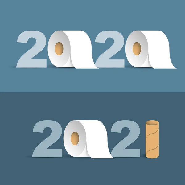 Feliz Ano Novo 2021 inscrição. Números com papel higiénico Vetor De Stock