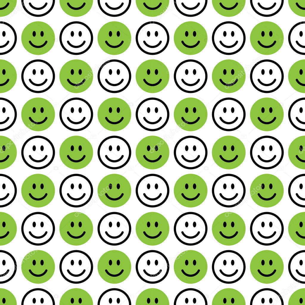 Smile icon pattern. Happy faces on a white background. Vector abstract background