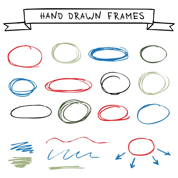 손으로 그린 프레임 세트 — 스톡 벡터
