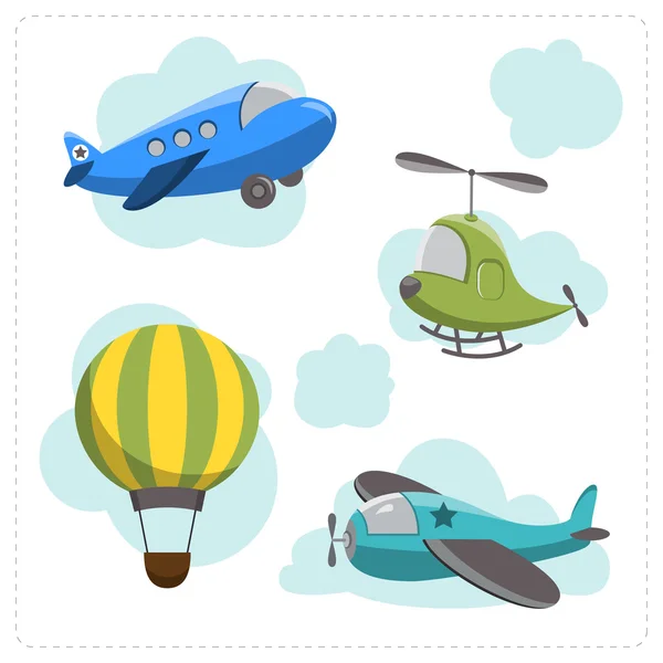 Conjunto de dibujos animados aviones — Vector de stock