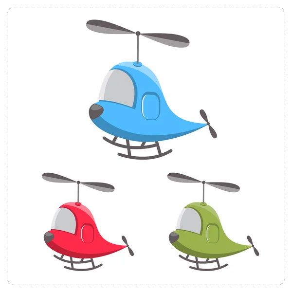 漫画ヘリコプターのセット — ストックベクタ