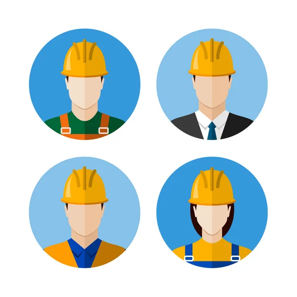 Set of builders avatars — Stock Vector