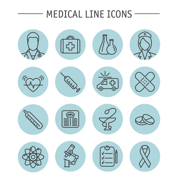 Icônes de ligne médicale — Image vectorielle