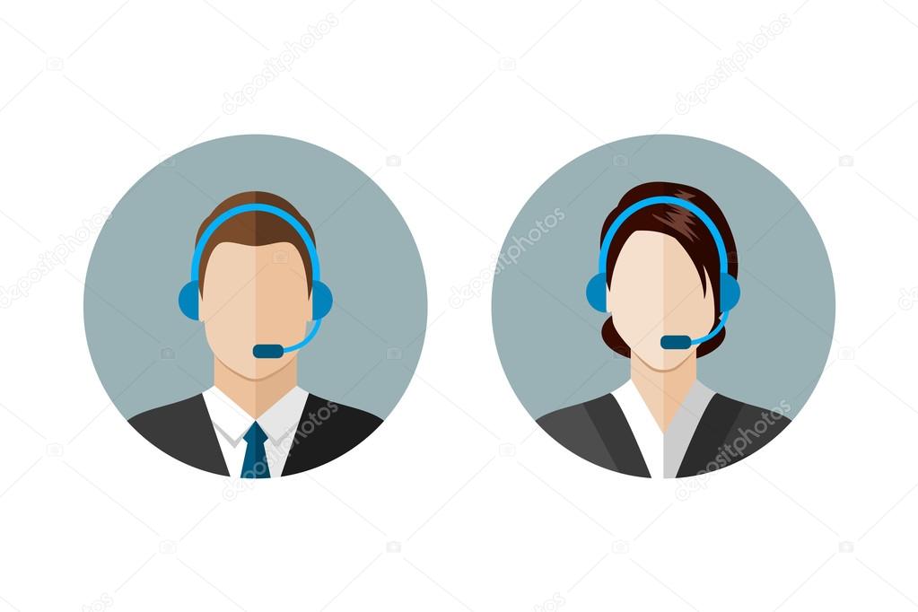 Call center operator icons