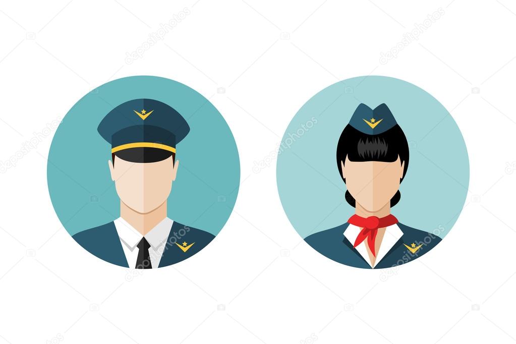 Pilot and stewardess icons