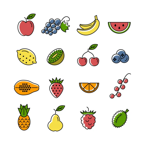 Fruit en bessen pictogrammen — Stockvector